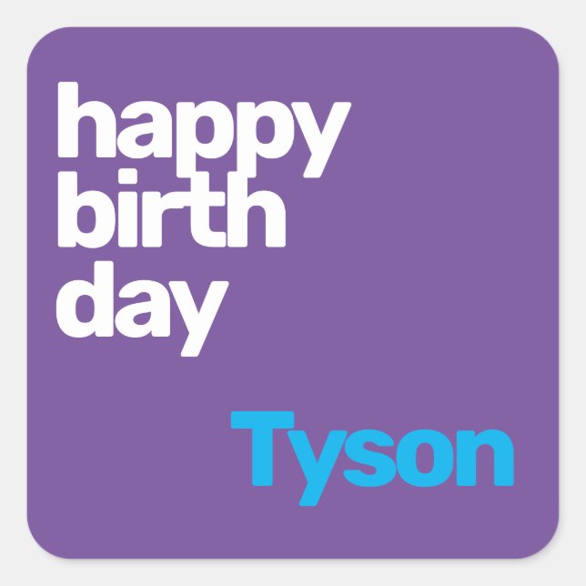 Party Geburtstag minimal lila Quadratischer Aufkleber (Vorderseite)