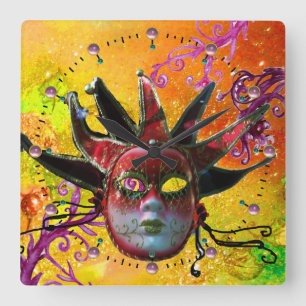 PARTY Gelb Quadratische Wanduhr