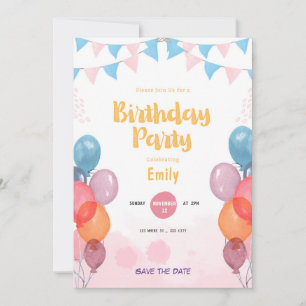 Party Gelb Spielerisch bunt Geburtstag Einladung