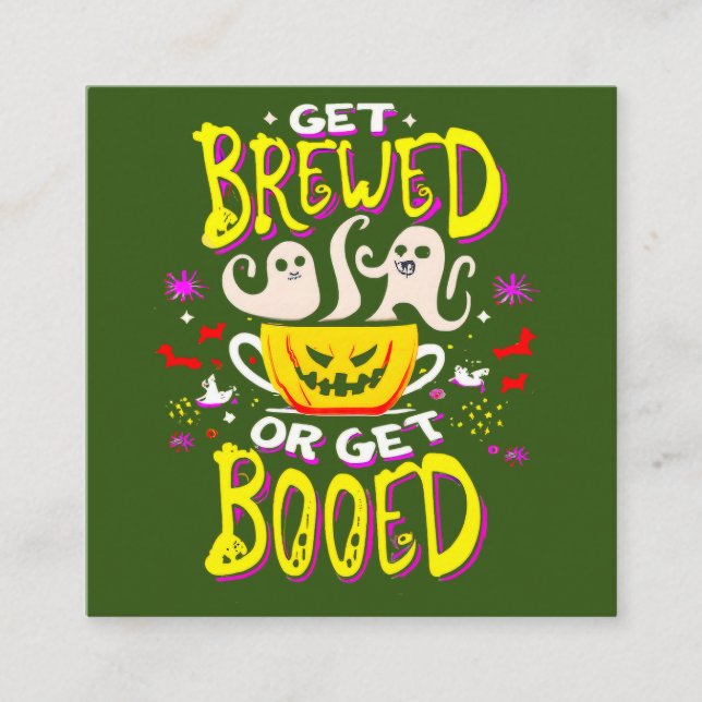 Party-Geschenk für das lustige Halloween-Kaffeekar Quadratische Visitenkarte (Vorderseite)