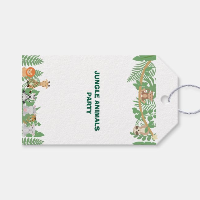 Party-Geschenkmarke "Kids Jungle Animes" Geschenkanhänger (Vorderseite (Horizontal))