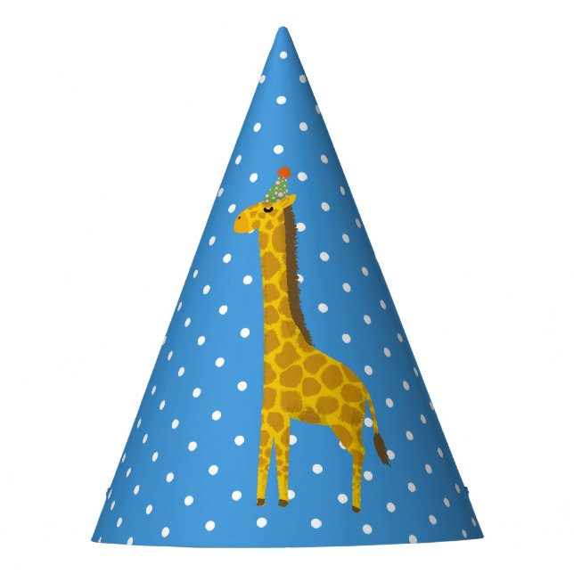 Party Giraffe Blau mit weißen Punkten Partyhütchen (Vorderseite)