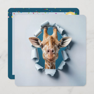 Party Giraffe in einem Papierloch Einladung
