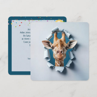 Party Giraffe in einem Papierloch Einladung
