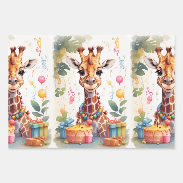 Party: Giraffen | Geschenkpapier Set (Vorderseite)
