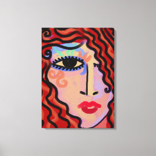 Party Girl Abstraktes Digitalportrait einer Frau Leinwanddruck