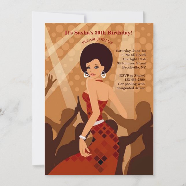 Party Girl (Afroamerikaner) Einladung (Vorderseite)