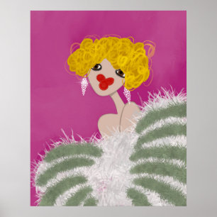 Party Girl Dancing Pink Fashion Illustration Poster