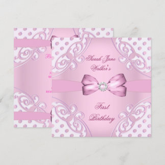 Party Girl Pink White Polka Dot Einladung