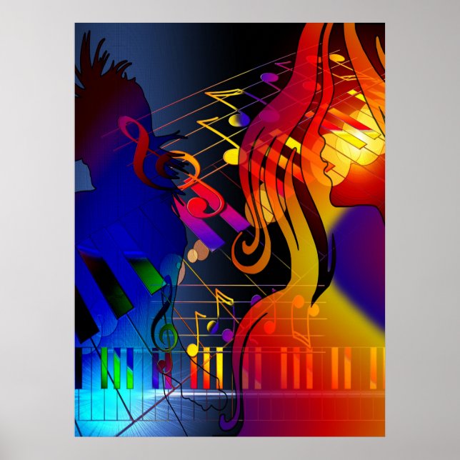 Party Girl with Music Blacklight Poster (Vorne)