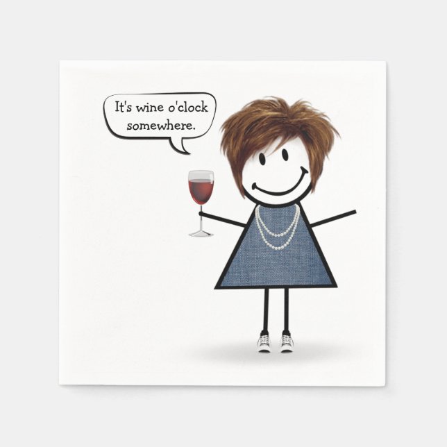 Party Girl with Red Wine Serviette (Vorderseite)