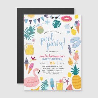Party Girl's Birthday Party Magneteinladung