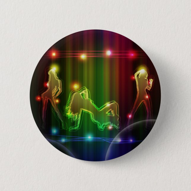 Party Girls Moderne trendige Neon Lights Button (Vorderseite)
