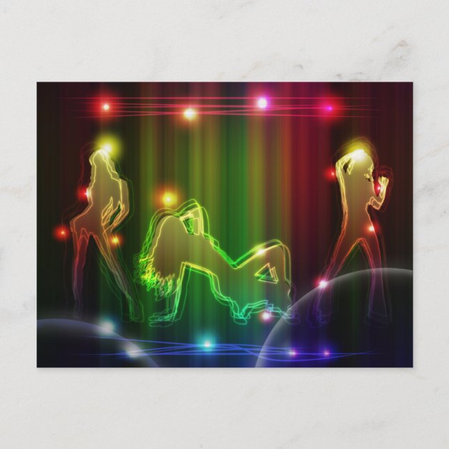 Party Girls Moderne trendige Neon Lights Postkarte (Vorderseite)