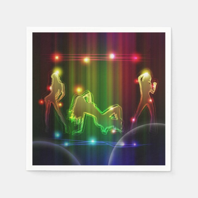 Party Girls Moderne trendige Neon Lights Serviette (Vorderseite)