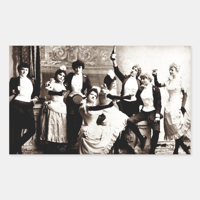 Party Girls Vintag Print Rechteckiger Aufkleber (Vorderseite)