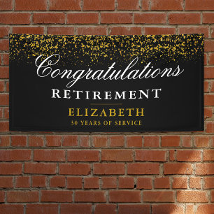 Party Gold Glitzer Black Banner