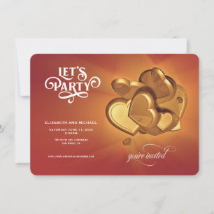 Party Gold Hearts Save the Date (Version 5)