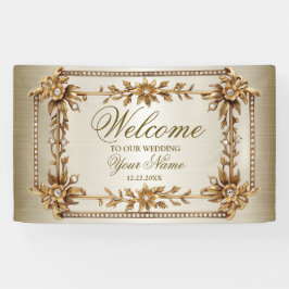 Party Gold Verziert Rectangle Dimond Blume Shiny Banner