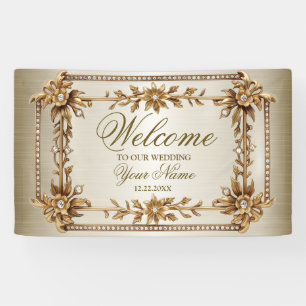 Party Gold Verziert Rectangle Dimond Blume Shiny Banner