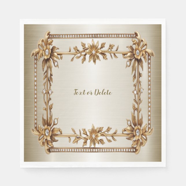 Party Gold Verziert Rectangle Dimond Blume Shiny Serviette (Vorderseite)