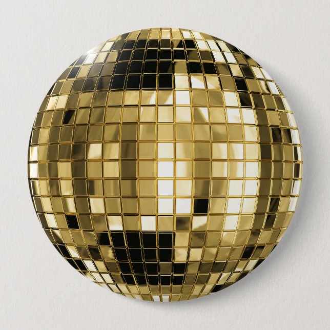 Party-Golddisco-Ball-Knopf Button (Vorderseite)