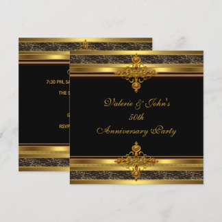 Party Golden Gold Jewel Black zum 50. Jubiläum Einladung