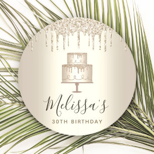 Party Goldkuchen Glitzer Tropfen elegant gurt Gürt Runder Pappuntersetzer