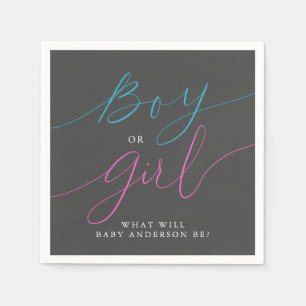 Party Grau oder Girl Pink Blue Gender Reveal Serviette