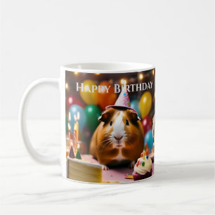 Party Guinea Schweinefleisch mit Kuchen und Ballon Kaffeetasse