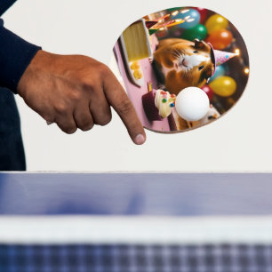 Party Guinea Schweinefleisch mit Kuchen und Ballon Tischtennis Schläger