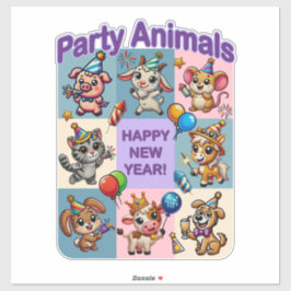 Party "Happy New Year" Aufkleber