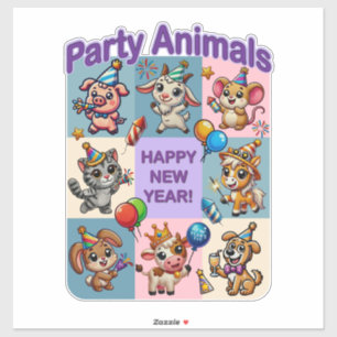 Party "Happy New Year" Aufkleber