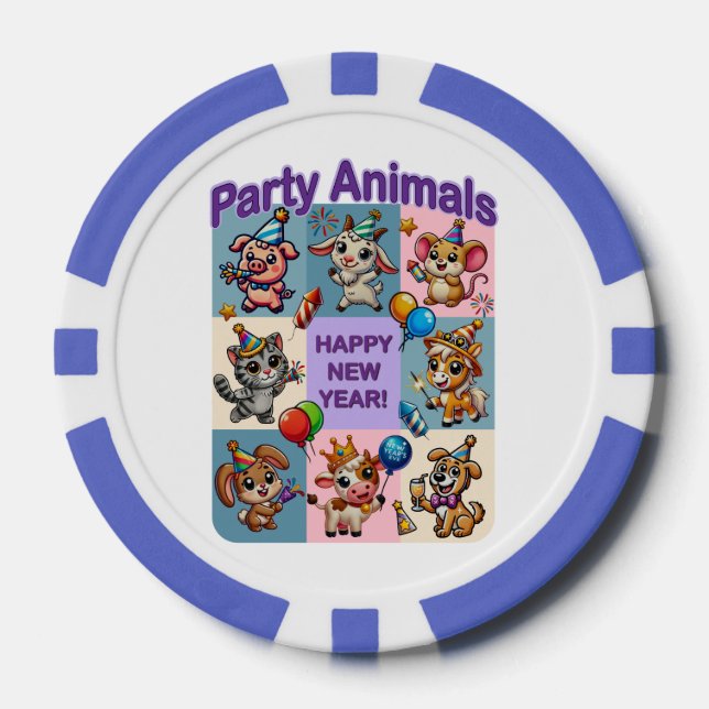 Party "Happy New Year" Pokerchips (Vorderseite)