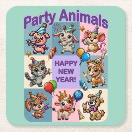 Party "Happy New Year" Rechteckiger Pappuntersetzer