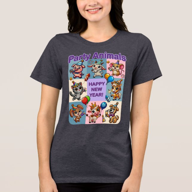 Party "Happy New Year" Tri-Blend Shirt (Vorderseite)