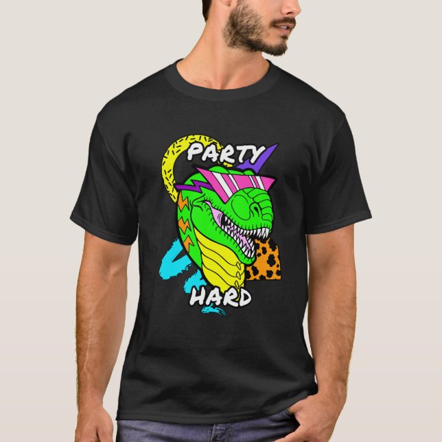 Party-harter Dinosaurier T-Rex T-Shirt (Vorderseite)