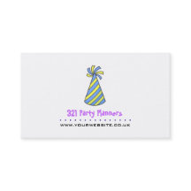 Party Hat Business Card (blau & gelb)