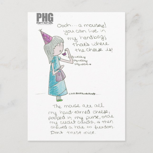 Party Hat Girl - Mousey Postkarte (Vorderseite)