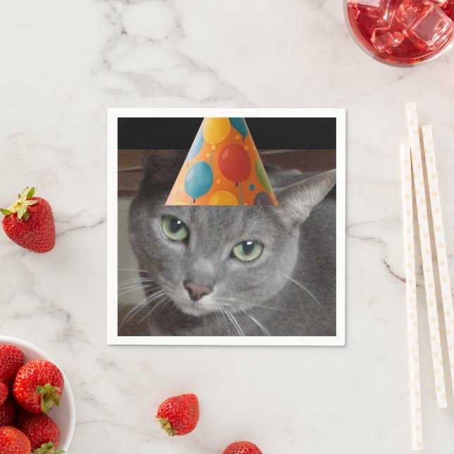 Party Hat Gray Cat Serviette (Beispiel)