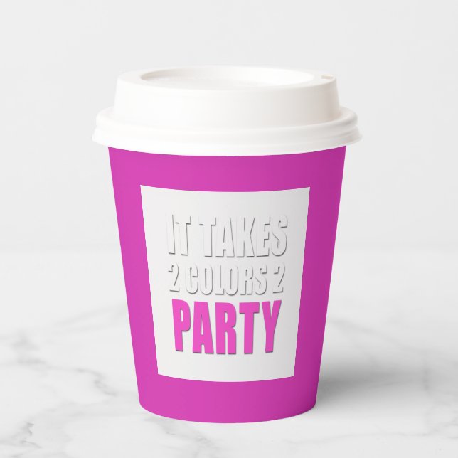 Party hat zwei Farben, rosa weiß Pappbecher (Vorderseite)
