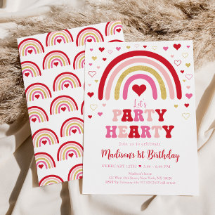 Party Hearty Boho Rainbow Valentine Birthday Einladung