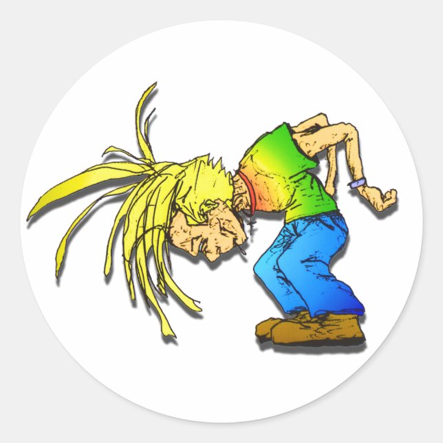 Party "Heavy Metal Mosh Pit Head Banger" Tier Runder Aufkleber (Vorderseite)