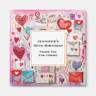 Party Herz und Liebe Buchstaben Muster Vielen Dank Magnet