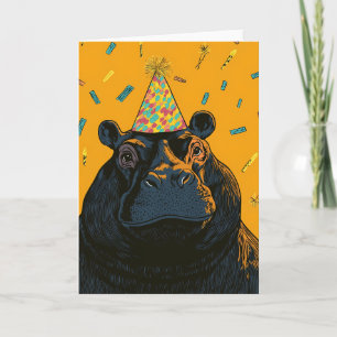 Party Hippo Geburtstagskarte Karte