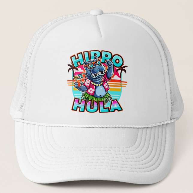 Party Hippo Paradise Truckerkappe (Vorderseite)
