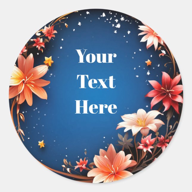 Party/Hochzeiten mit individuell anpassbaren Blume Runder Aufkleber (Vorderseite)