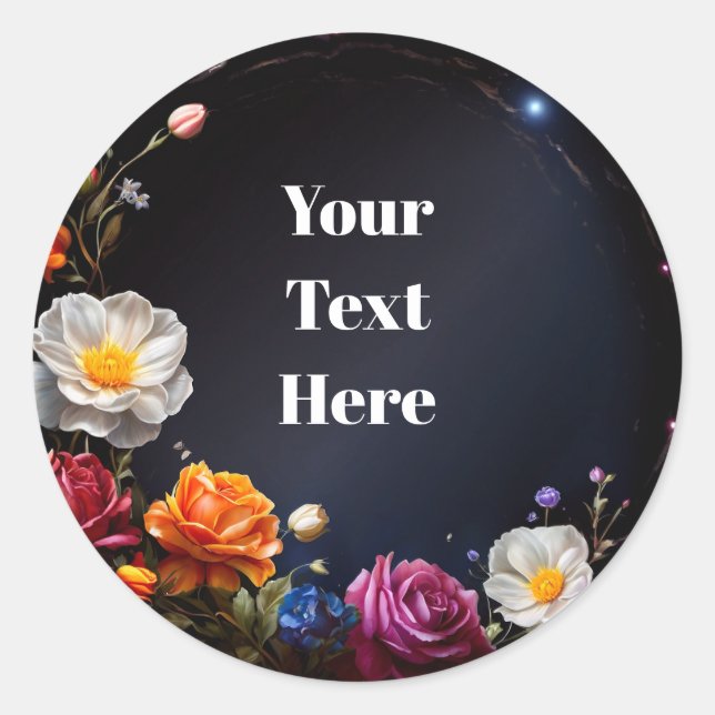 Party/Hochzeiten mit individuell anpassbaren Blume Runder Aufkleber (Vorderseite)