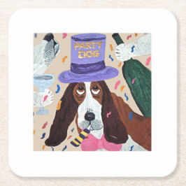 Party-Hund Basset Hound Rechteckiger Pappuntersetzer