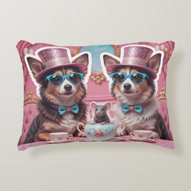Party Hunde und Maus, Baumwolle der Klasse A Dekokissen (Vorderseite)